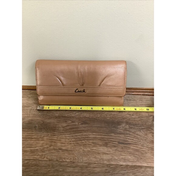Vintage COACH Wallet Tri-Fold Chckbk Cover Clutch SOFT Leather Tan - Picture 2 of 8
